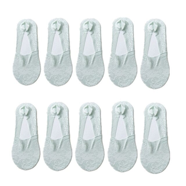 10 Pairs New Fashion Invisible Antiskid Lace Socks Accessories WAAMII Green Suit for 35-40 