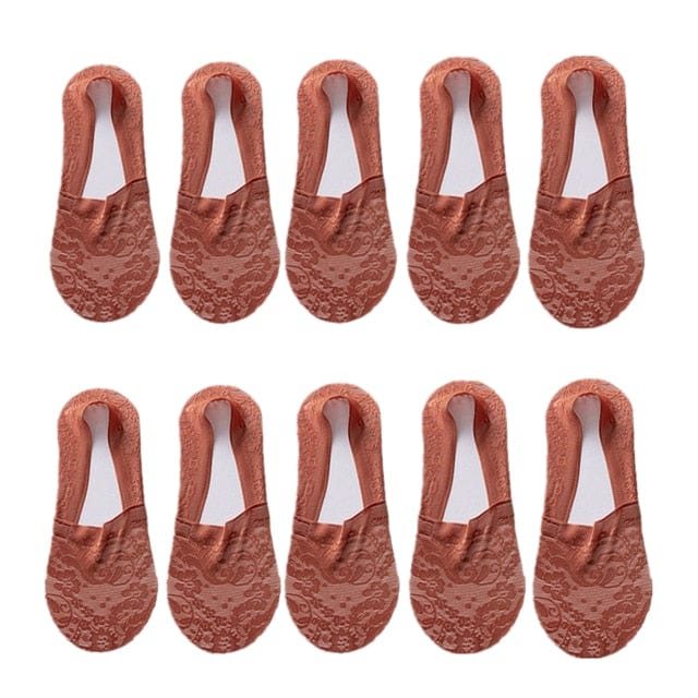 10 Pairs New Fashion Invisible Antiskid Lace Socks Accessories WAAMII Red Suit for 35-40 