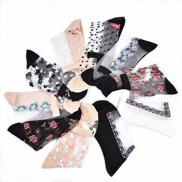 10 Pairs Spring and Summer Ladies Invisible Lace Socks Floral Ankle Socks - - Luxury Accessories by WAAMII