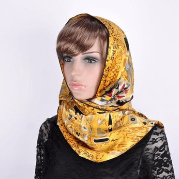 100% Luxurious Silk Scarf Gustav Klimt Famous Painted Scarves The Lady in Gold - - Luxury Accessories by WAAMII