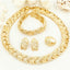 18K Gold Plated Necklace Earrings Ring Gold Jewellery Set For Marriage Jewelry WAAMII   