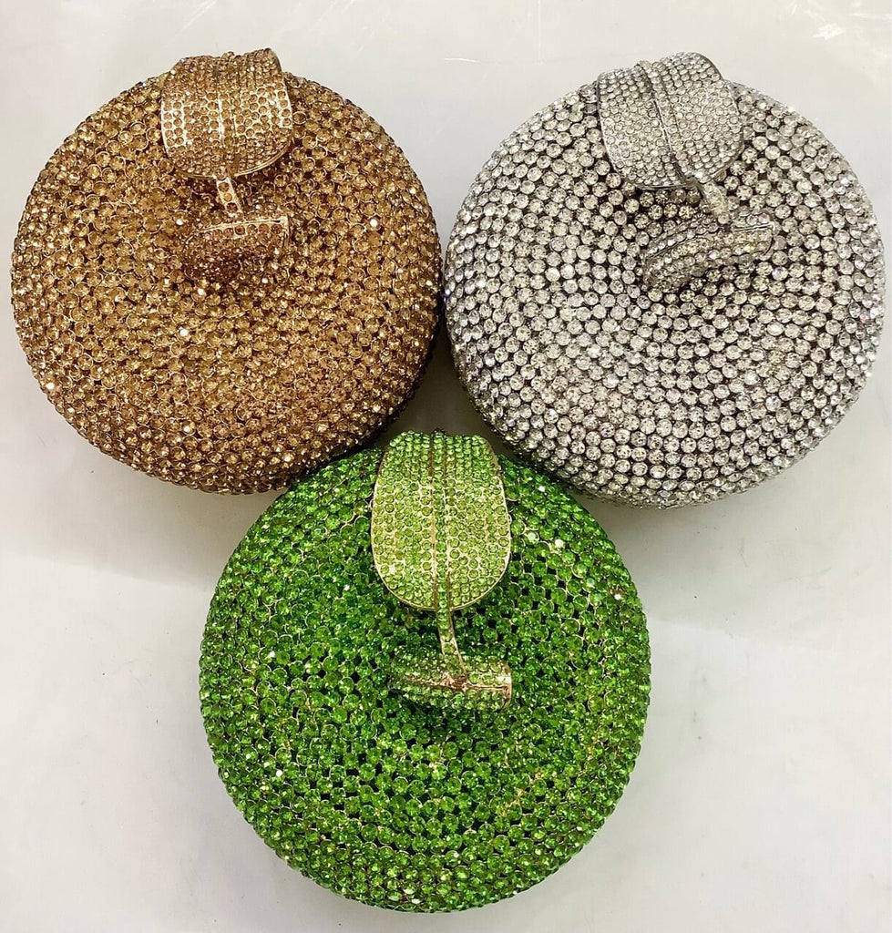 3D Sparkling Crystal Rhinestone Apple Fruity Clutch bags WAAMII   