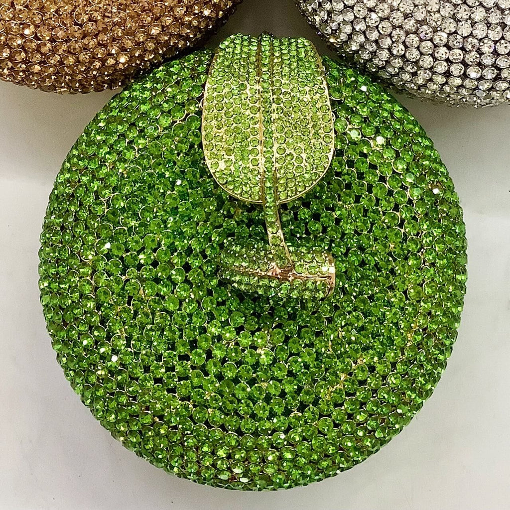 3D Sparkling Crystal Rhinestone Apple Fruity Clutch bags WAAMII Green  
