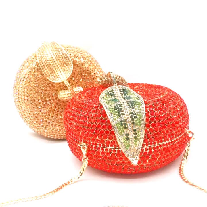 3D Sparkling Crystal Rhinestone Apple Fruity Clutch bags WAAMII   