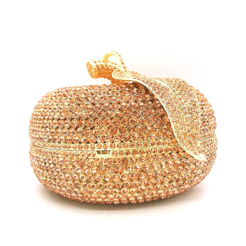 3D Sparkling Crystal Rhinestone Apple Fruity Clutch bags WAAMII Champagne  