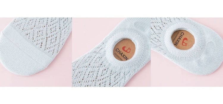 5 Pairs Rhombic Knitted Cotton Hollow Out Short Low Cut Ankle Socks Athletic Sports Socks - - Luxury Accessories by WAAMII