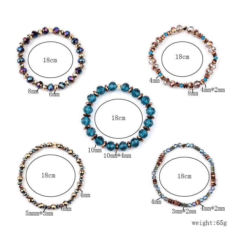 5 Pcs/Set Elastic Hematite Copper Nuggets Colorful Gemstone Bracelet Jewelry WAAMII   