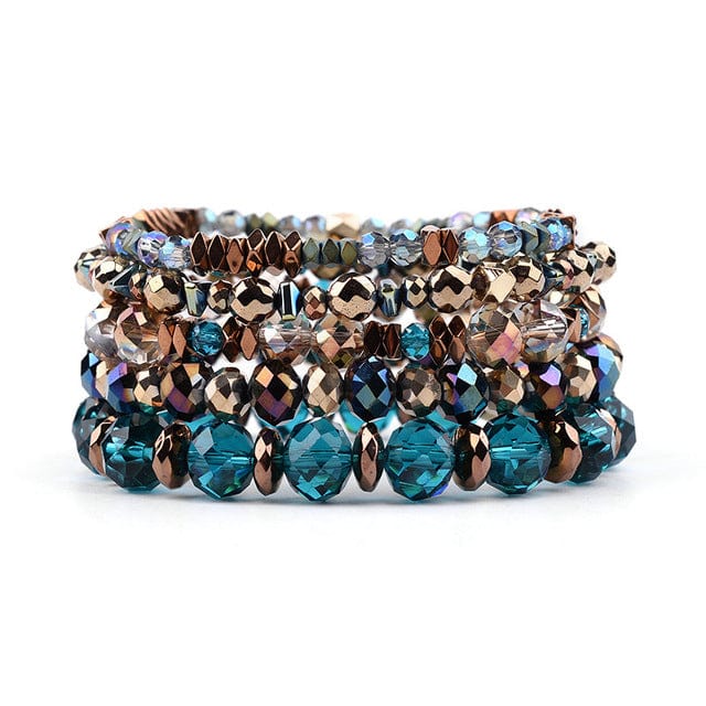 5 Pcs/Set Elastic Hematite Copper Nuggets Colorful Gemstone Bracelet Jewelry WAAMII Default Title  