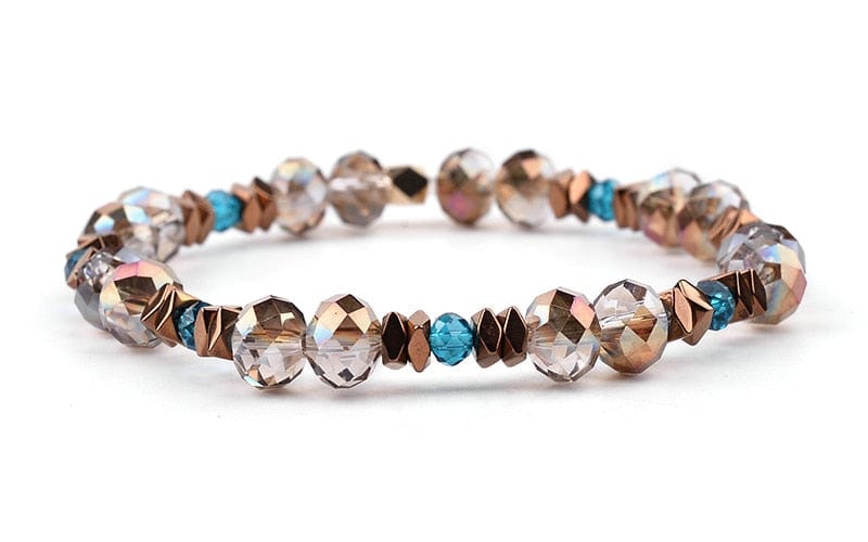 5 Pcs/Set Elastic Hematite Copper Nuggets Colorful Gemstone Bracelet Jewelry WAAMII   