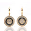 585 Rose Gold Double Sided Mosaic Pattern Black Ceramic Hook Earrings
