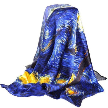 90*90CM 100% Real Silk Square Scarf Van Gogh Classic Oil Paiting Scarf Starry Night and More - - Luxury Accessories by WAAMII