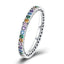 Bague arc-en-ciel multicolore en argent sterling 925 avec zircones cubiques transparents