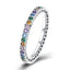 925 Sterling Silver Multi-Color Clear CZ Rainbow Ring