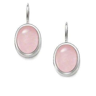 925 Sterling Silver Pink Opal Oval Drop Earrings - - Luxury Jewelry by WAAMII
