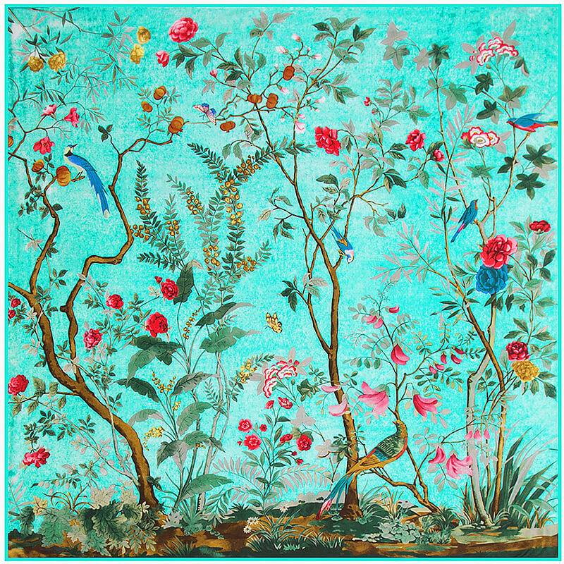 130*130CM 100% Imitation Silk Twill Silk Square Scarf Scarves Floral Tree Print Scarf-Multi Colors Accessories WAAMII 02  