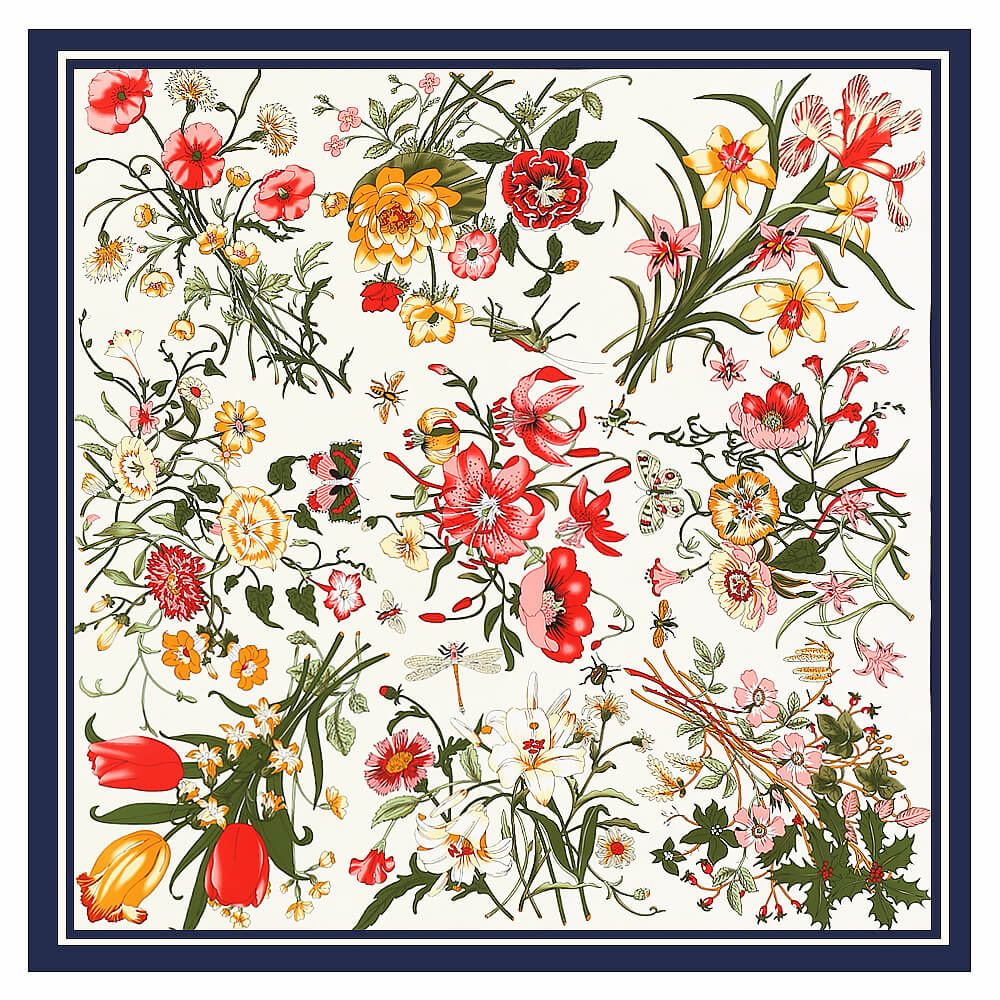 130*130CM 100% Imitation Silk Twill Silk Square Scarf Scarves Floral Tree Print Scarf-Multi Colors Accessories WAAMII 22  