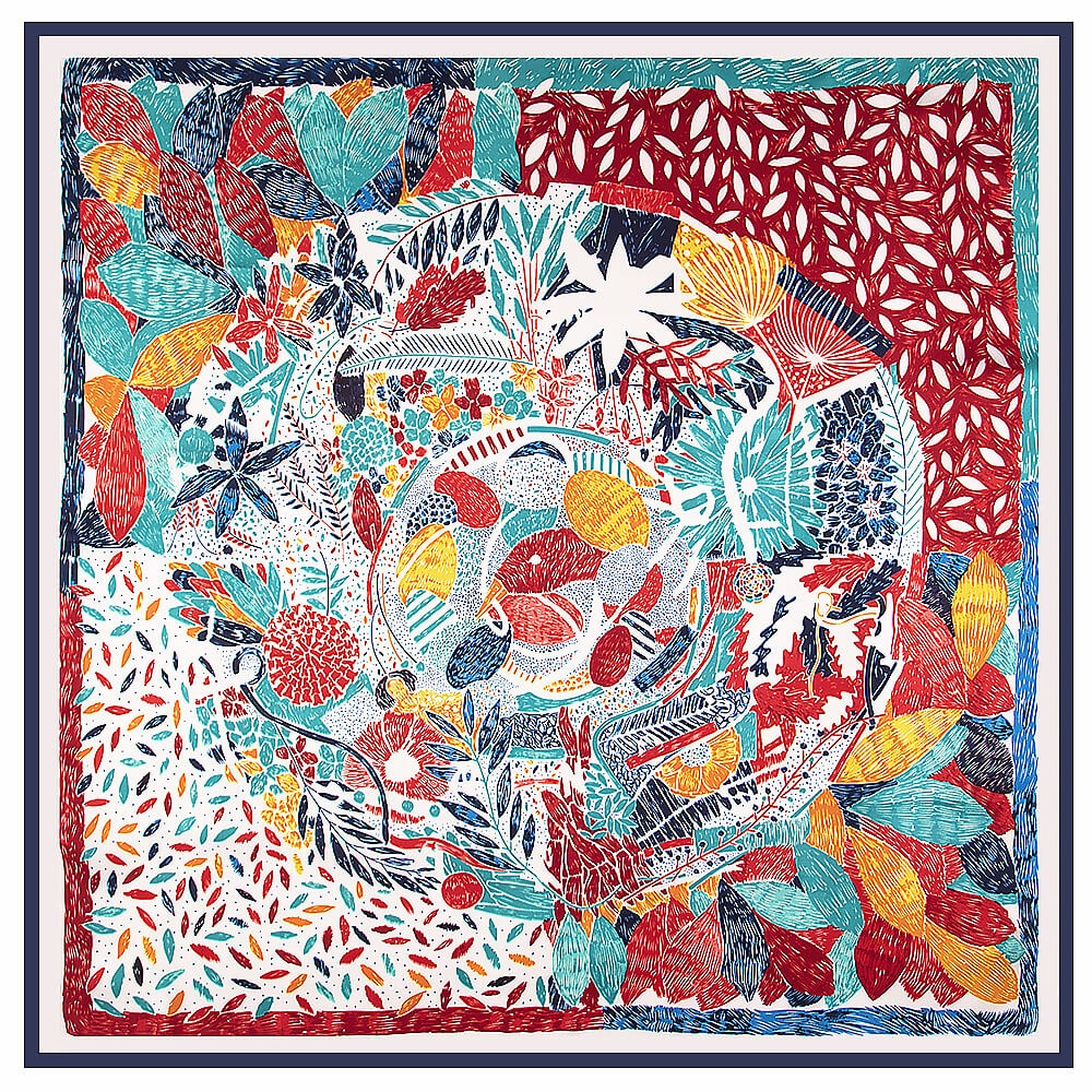 130*130CM 100% Imitation Silk Twill Silk Square Scarf Scarves Floral Tree Print Scarf-Multi Colors Accessories WAAMII 33  