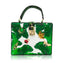 Animal Embroidery Beading Green Evening Bag Box Clutch