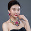 Antique Statement Necklace and Earrings Jewelry Set with Crystal Flower Cluster Jewelry WAAMII   
