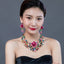 Antique Statement Necklace and Earrings Jewelry Set with Crystal Flower Cluster Jewelry WAAMII   