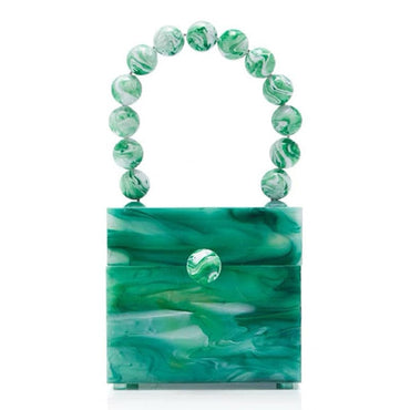 Bead Top Handle Jade Green Acrylic Box Clutch - - Luxury bags by WAAMII