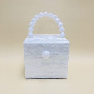 Bead Top Handle Jade Green Acrylic Box Clutch bags WAAMII Ivory W12cm×H11cm×D13cm 