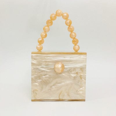 Bead Top Handle Jade Green Acrylic Box Clutch bags WAAMII Champagne W12cm×H11cm×D13cm 