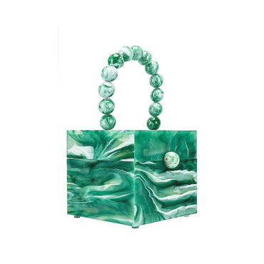 Bead Top Handle Jade Green Acrylic Box Clutch - - Luxury bags by WAAMII