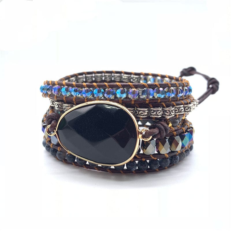 Black Onyx Woven Wrap Boho Bracelets Jewelry WAAMII   