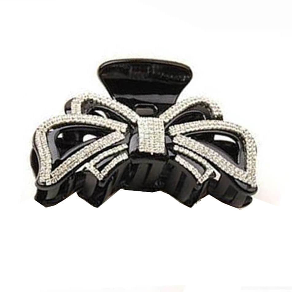 Black Tone CZ Butterfly Hair Clips Accessories WAAMII   