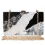 Black White Tone Pearlescent Glitter Marble Effect Acrylic Clutch