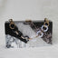 Black White Tone Pearlescent Glitter Marble Effect Acrylic Clutch - - Luxury bags by WAAMII