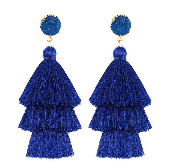 Bohemian Stone Tassel Drop Dangle Earrings Jewelry WAAMII R3  