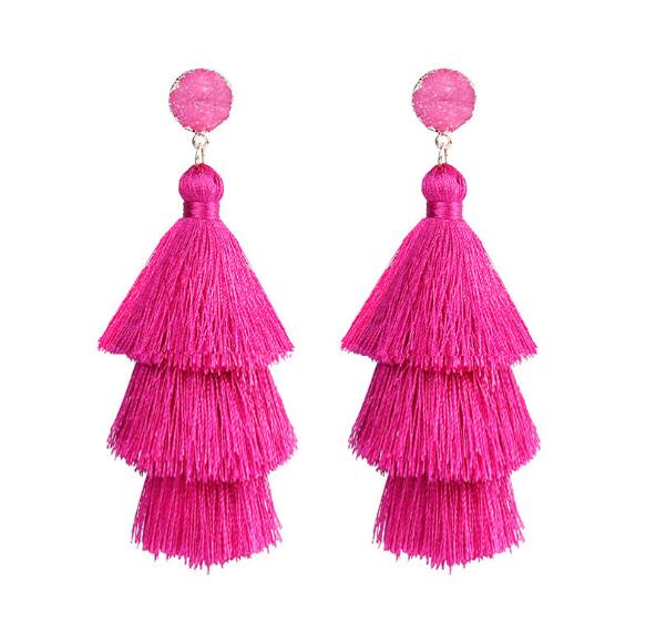 Bohemian Stone Tassel Drop Dangle Earrings Jewelry WAAMII R5  