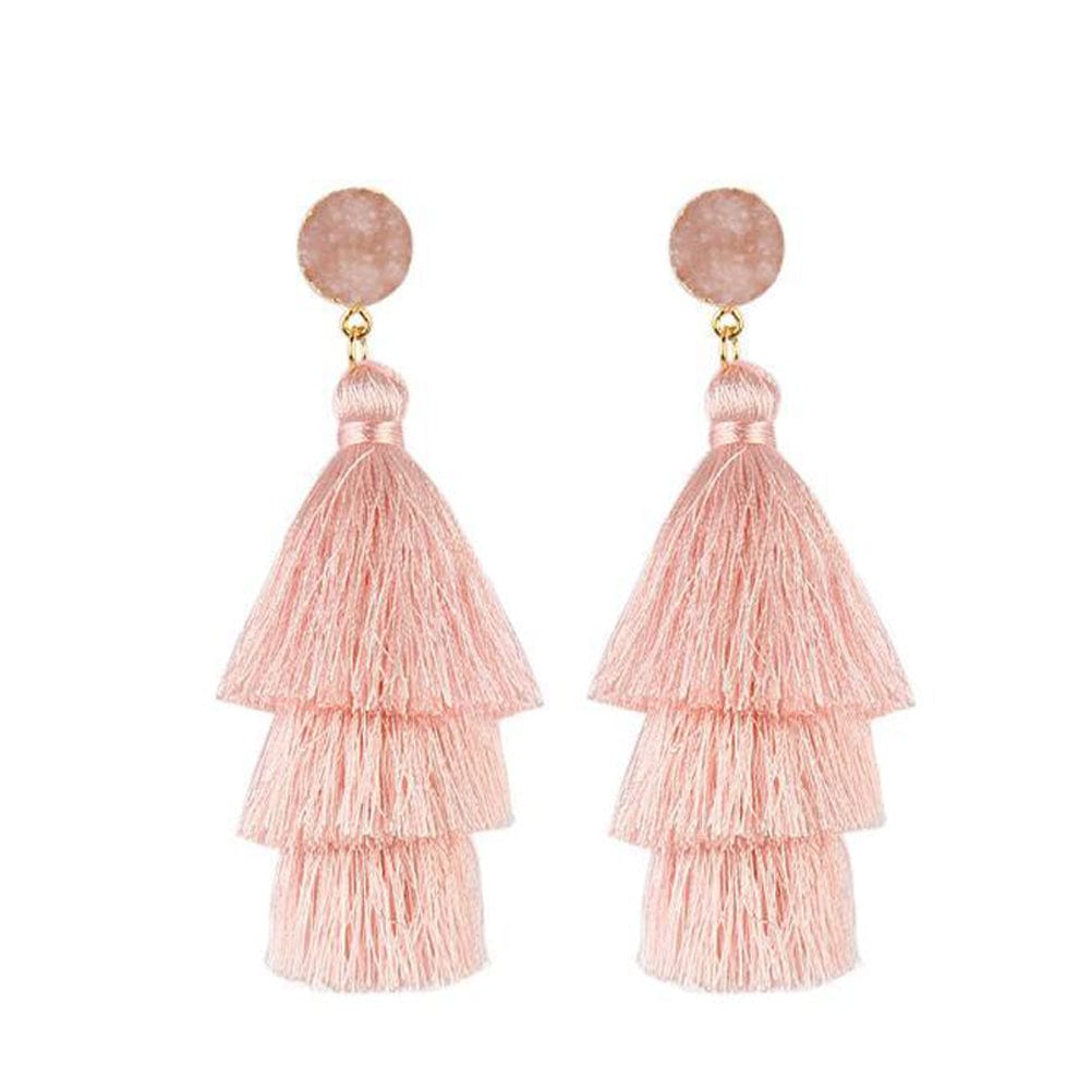 Bohemian Stone Tassel Drop Dangle Earrings Jewelry WAAMII   