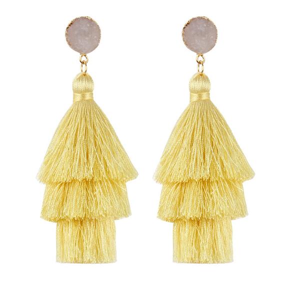 Bohemian Stone Tassel Drop Dangle Earrings Jewelry WAAMII R4  