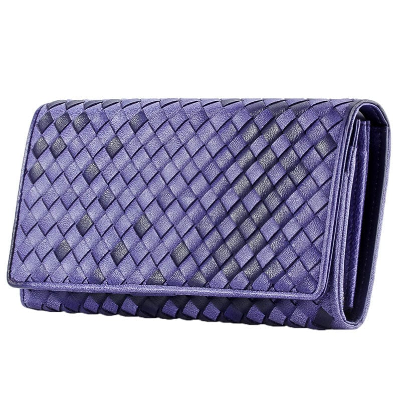 Braided Top Grain Genuine Leather Purse Wallet For Women bags WAAMII purple  