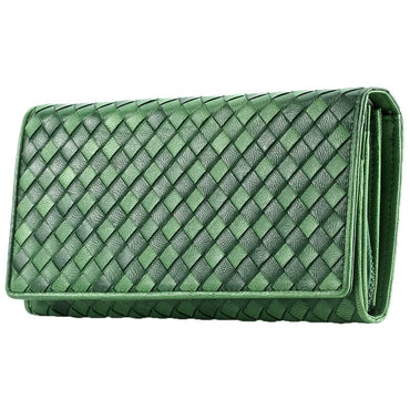 Braided Top Grain Genuine Leather Purse Wallet For Women - green - Luxury bags by WAAMII