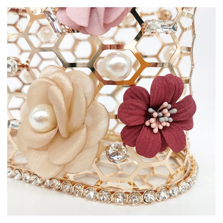 Brenda Pearl Floral Beading Honeycomb Clutch - - Luxury bags by WAAMII