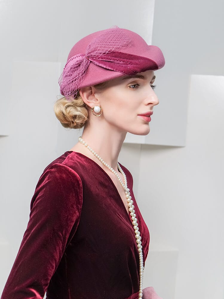 Bristish Style Wool Pillbox Hat Fascinator Derby Church Hat WB5233 - - Luxury Accessories by WAAMII