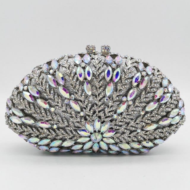 Cecilia Green Emerald Diamond Clutch - Silver AB - Luxury bags by WAAMII