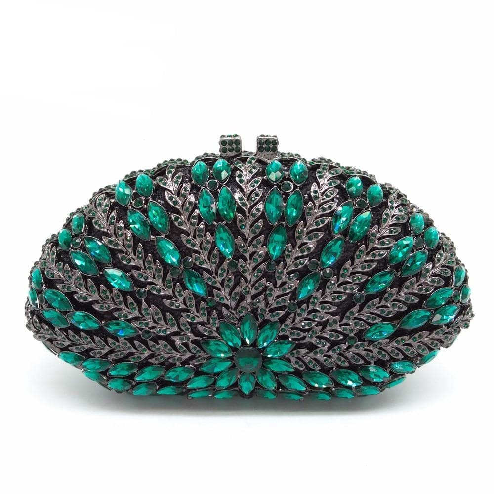 Cecilia Green Emerald Diamond Clutch bags WAAMII Green  