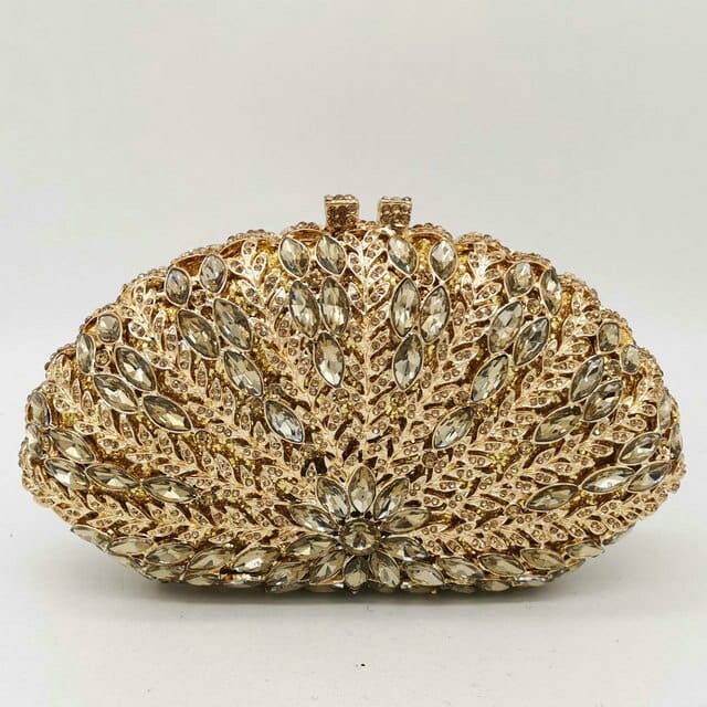 Cecilia Green Emerald Diamond Clutch bags WAAMII Gold  