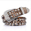Cheetah/Leopard Print Belt Studded Rhinestone Designer Belt For Women