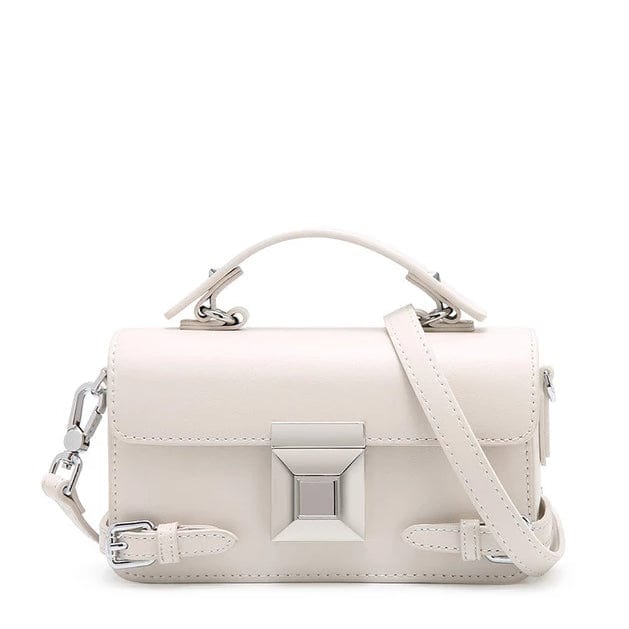 Chic Box Shape Large Buckle Leather Crossbody Bag bags WAAMII White  