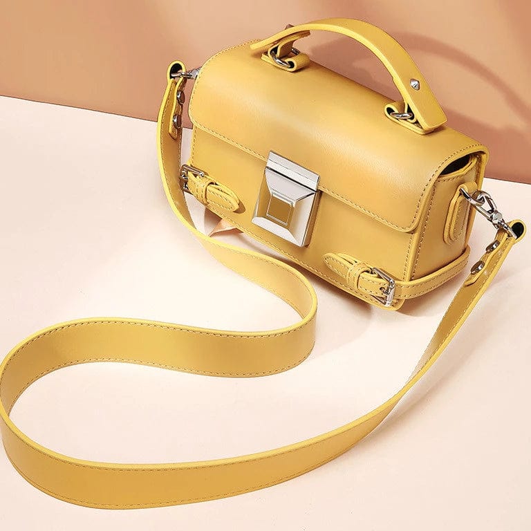 Chic Box Shape Large Buckle Leather Crossbody Bag bags WAAMII   