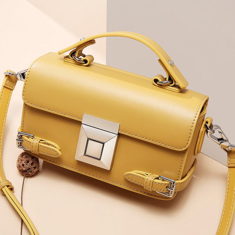 Chic Box Shape Large Buckle Leather Crossbody Bag bags WAAMII   