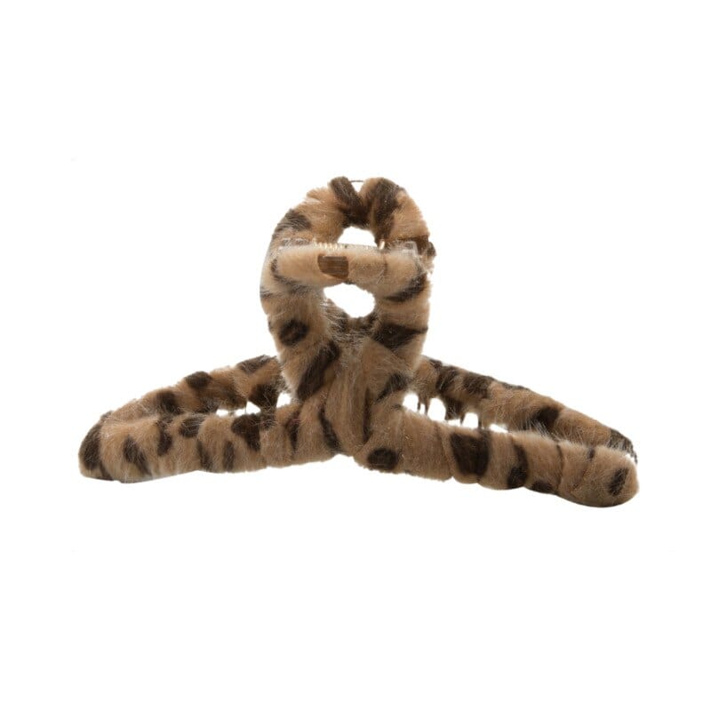 Chic  Leopard Print Flannel Hair Clip Accessories WAAMII   