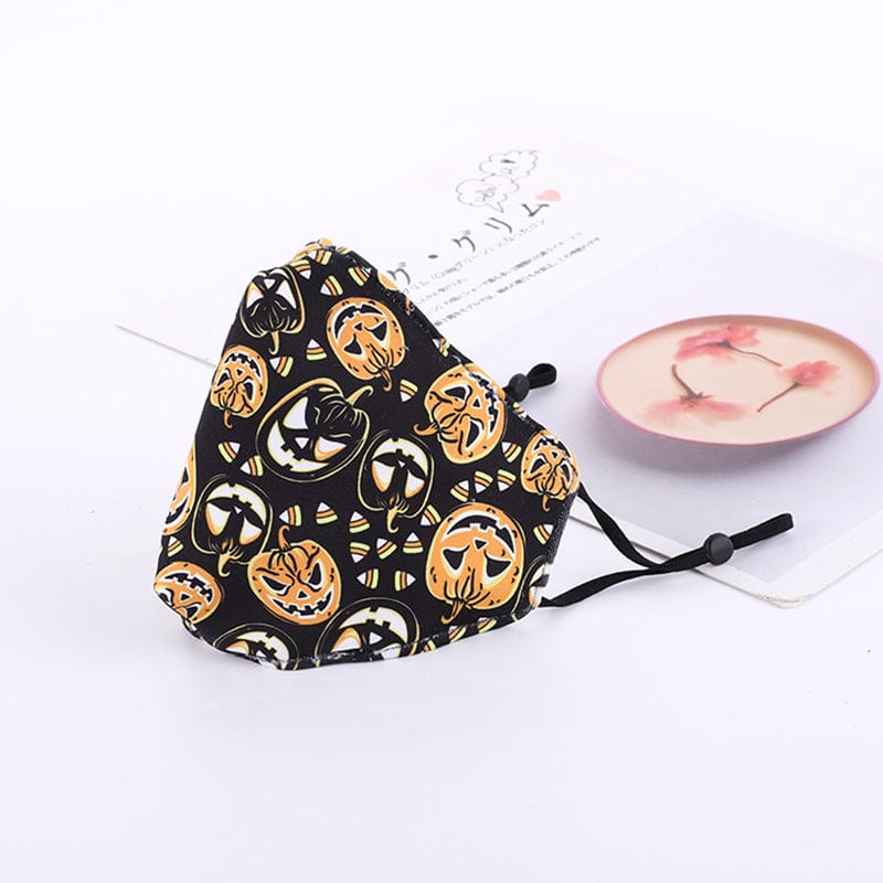 Christmas Halloween Pumpkin Skull Print 100% Cotton Fashion Masks-H38 - 03 2 Layers-Universal - Luxury Accessories by WAAMII