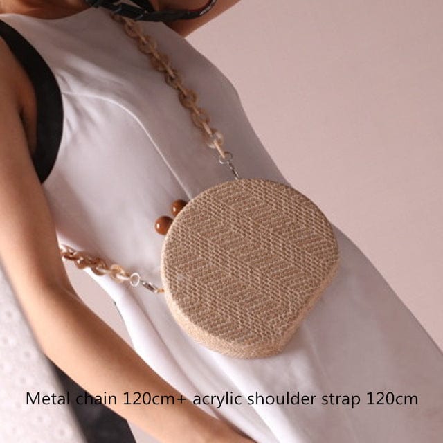 Circular Weave Handbag Beach Bag With Resin Wooden Strip bags WAAMII 3  